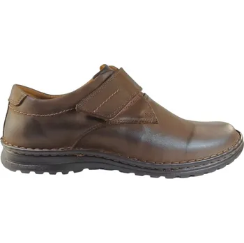 Pánské polobotky D 688 - 11 pánské zdravotní boty polobotky na suchý zip v hnědé barvě 42