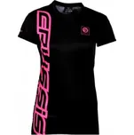 Triko CRUSSIS dámské krátký rukáv černé/růžové fluo logo XS