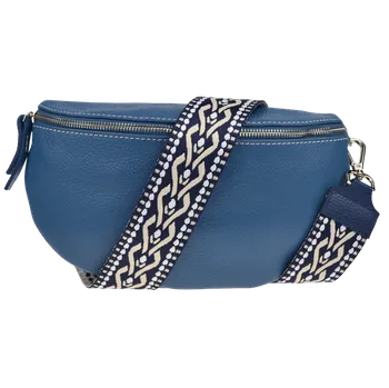 Kabelka NovaKabelka.cz Kožená italská crossbody kabelka Reni Grande Blu s přídavným popruhem IV