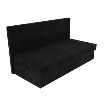 Postel Čalouněná postel Ava s čelem s vtahy, lamelovým roštem a úložným prostorem - Černá, 80 x 200 cm, +5 cm úložný prostor, Molitanová 13 cm