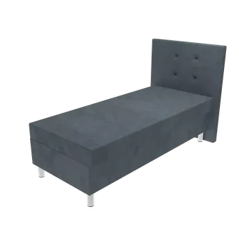 Postel Čalouněná postel Poppy na nohách s čelem s vtahy, lamelovým roštem a úložným prostorem - Šedá, 80 x 200 cm, Bez navýšení, Molitanová 13 cm