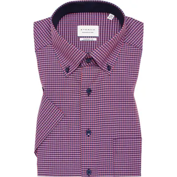 Pánská košile Košile Eterna Comfort Fit Karo Popeline s krátkým rukávem kostkovaná červená 8913_58K146 velikost: 47, délka rukávu: krátký rukáv