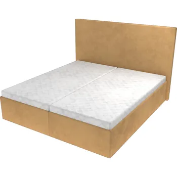 Postel Manželská postel Viktorie s hladkým čelem, lamelovým roštem a úložným prostorem - Béžová, 160 x 200 cm, Bez navýšení, Bez matrace