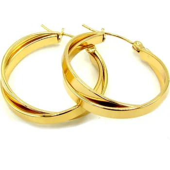 Náušnice Steel Jewelry Náušnice KRUHY GOLD Chirurgická ocel NS240189 dárkové balení zdarma