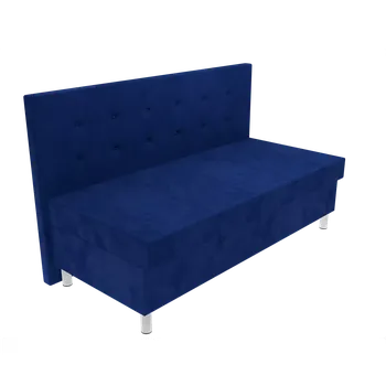 Postel Čalouněná postel Ava na nohách s čelem s knoflíky, lamelovým roštem a úložným prostorem - Modrá, 80 x 200 cm, Bez navýšení, Molitanová 15 cm