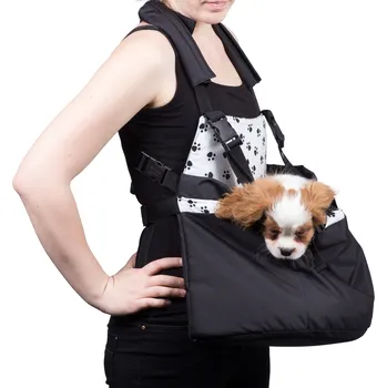 Psí batoh Iridog Batoh na psa 2v1 SKIPPIE no.2 černý s černými tlapkami v26 x d32 x š20 cm