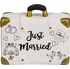 Pokladnička Svatební pokladnička ve tvaru cestovního kufru Just Married 15 x 13 cm bílá/zlatá