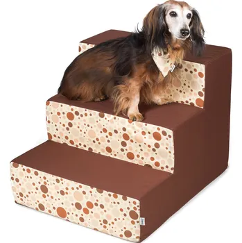 Schody a rampa pro psa Iridog Schody pro psy STEPPIE no.2 hnědé bubliny v45 x š50 x d60 cm