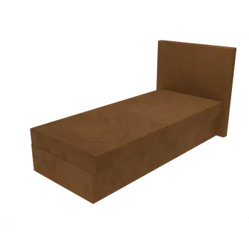 Postel Čalouněná postel Poppy s hladkým čelem, lamelovým roštem a úložným prostorem - Hnědá, 80 x 200 cm, Bez navýšení, Molitanová 13 cm