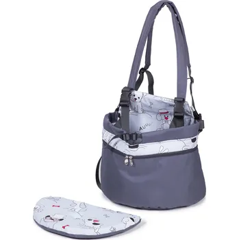 Psí batoh Iridog Batoh na psa 2v1 ZIPPY no.2 šedý s pejsky v26 x d32 x š20 cm