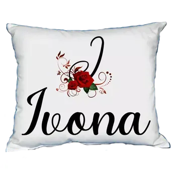 Dekorativní polštářek Polštář s dámským jménem IVONA Červený (polštářek dámské jméno )