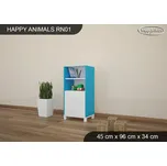 Dětský úložný regál - BÍLÝ - TYP 1 - NÍZKÝ - modrý/bílý