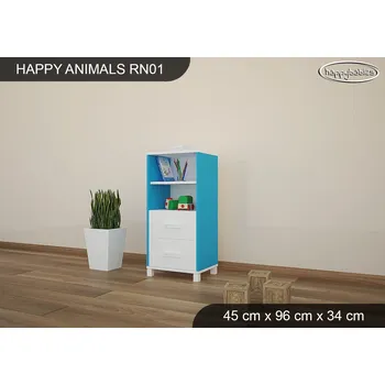 Dětský pokoj Dětský úložný regál - BÍLÝ - TYP 1 - NÍZKÝ - modrý/bílý