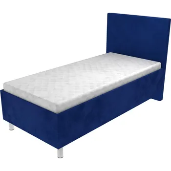 Postel Čalouněná postel Mia s hladkým čelem, lamelovým roštem a úložným prostorem - Modrá, 80 x 200 cm, +5 cm úložný prostor, Bez matrace