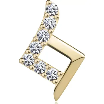 Přívěsek Přívěsek ve žlutém 14K zlatě - kontura kosočtverce s prodlouženými liniemi, zirkonky