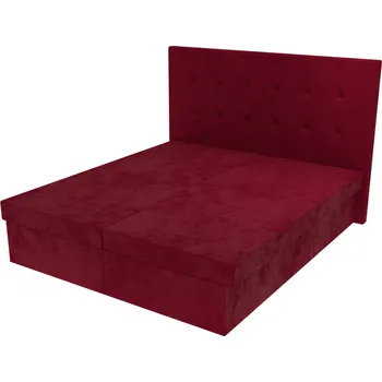 Postel Manželská postel Lea s čelem s knoflíky a úložným prostorem - Vínová, 170 x 195 cm, Bez navýšení, Molitanová 12 cm