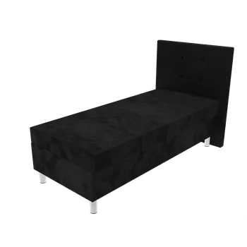 Postel Čalouněná postel Poppy na nohách s čelem s vtahy, lamelovým roštem a úložným prostorem - Černá, 80 x 200 cm, +5 cm úložný prostor, Molitanová 15 cm