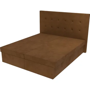 Postel Manželská postel Lea s čelem s knoflíky a úložným prostorem - Hnědá, 170 x 195 cm, +5 cm úložný prostor, Molitanová 12 cm