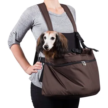 Psí batoh Iridog Batoh na psa 2v1 ZIPPY no.3 tmavě hnědý s černou v30 x d38 x š23 cm