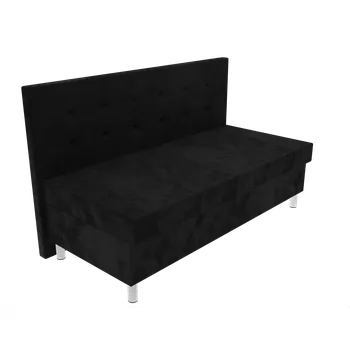 Postel Čalouněná postel Ava na nohách s čelem s knoflíky, lamelovým roštem a úložným prostorem - Černá, 80 x 200 cm, Bez navýšení, Molitanová 13 cm