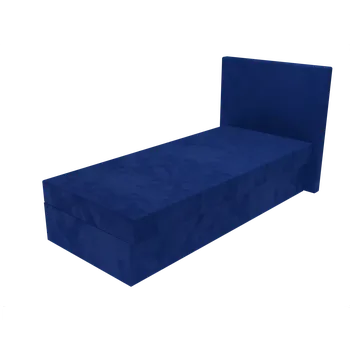 Postel Čalouněná postel Poppy s hladkým čelem, lamelovým roštem a úložným prostorem - Modrá, 80 x 200 cm, +5 cm úložný prostor, Molitanová 13 cm