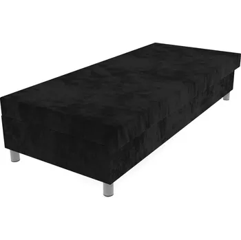 Postel Čalouněná lamelová válenda Valerie na nohách šedá s úložným prostorem - Černá, 80 x 200 cm, Bez navýšení, Molitanová 13 cm