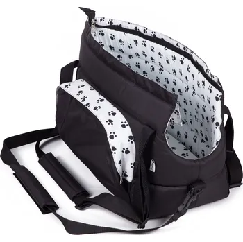 Taška pro psa a kočku Iridog Taška pro psa CARRIE no.2 černá s černými tlapky v22 x š18 x d34 cm