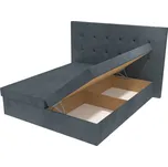 Manželská postel Sofie s čelem s vtahy a úložným prostorem - Šedá, 160 x 200 cm, Bez navýšení, Molitanová 12 cm