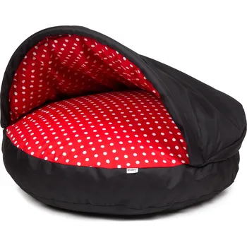 Pelíšek pro psa Iridog Pelech pro psa DONUTS 2v1 kapsa no.2 černý s červeným puntíkem 80 x 10 cm