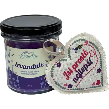 Lavandia Dárkový balíček střední - svíčka a závěsné srdíčko Jsi prostě nejlepší
