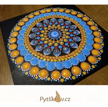 Obraz Obrázek tečkovaná mandala 20x20 cm II.jakost mírné otisky laku na podkladu (Obrázek do interiéru s motivy mandal, závěsná dekorace.)