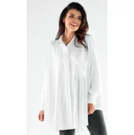Oversize košile s dlouhým rukávem volného střihu A528 Barva: Bílá, Velikost: ONE SIZE