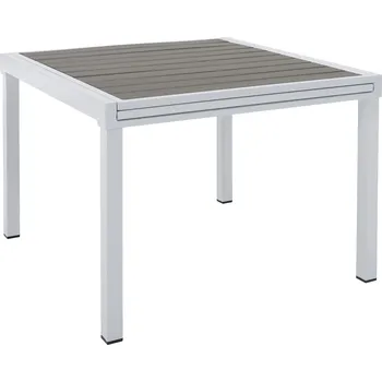 Jídelní stůl Zahradní rozkládací stůl DORIO 100-200x100 cm, polywood šedá, ocel bílý lak