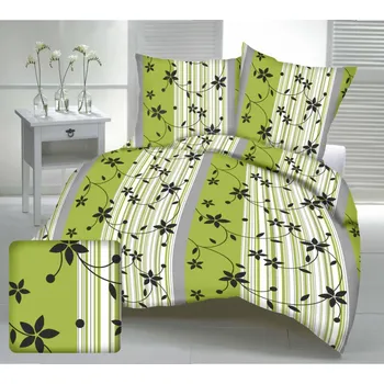 Povlečení Povlečení bavlněné Berlín zelený TiaHome 1x Polštář 90x70cm, 1x Přikrývka 140x200cm