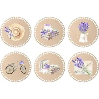 Dřevěné podtácky k obháčkování - levandule Zvolte variantu: 10 cm