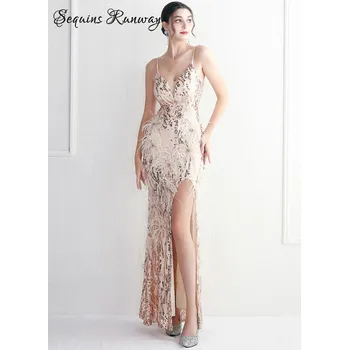 Dámské oblečení Maxi klubové šaty Sequins SQ735 Barva: Zlatá, Velikost: 2XL