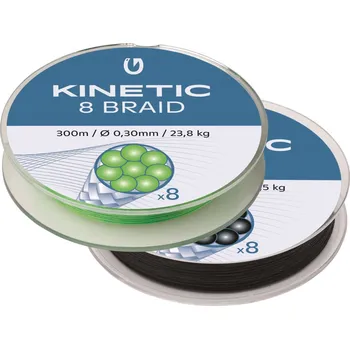Kinetic pletená šňůra 8 Braid Black 300m Průměr: 0,35mm, Nosnost (kg): 31,5kg