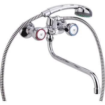 Vodovodní baterie Rio - kombinovaná kohoutková nástěnná baterie vana-umyvadlo, kulaté ústí 300 mm, rozteč 100 RI1044A