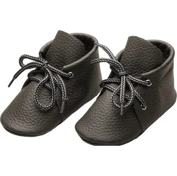 Capáčky EVTODI Kožené capáčky s koženou podrážkou kotníčkové šedé 0-6 měsíců Šedá 18,5