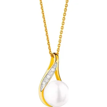 Přívěsek Přívěsek ze žlůtého zlata s diamanty a perlou - ryzost 585 - 109.309