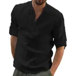 Pánská lněná košile na léto Barva: Černá, Velikost: S