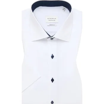 Pánská košile Košile Eterna Modern Fit Uni Pinpoint s krátkým rukávem bílá velikost: 39, délka rukávu: krátký rukáv