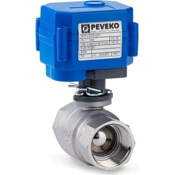 Centrální jednotka pro chytrou domácnost PEVEKO kulový kohout s elektropohonem pro systém LOXONE, 9 - 24 V AC/DC, NO, 10 bar, DN25 - 1" Rp, PTFE (SKPUI 4025.20)