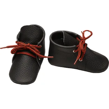 Capáčky EVTODI Kožené capáčky s koženou podrážkou kotníčkové černé 18-24 měsíců Černá 22,5