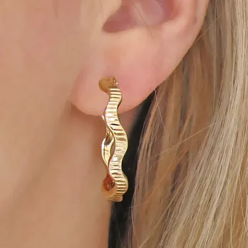 Náušnice Luxusní zlaté náušnice kruhy vlnky 2,90g Zlato 14k(585/1000)