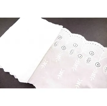 Krajka Bavlněná madeirová krajka - lomená bílá - šířka 20 cm