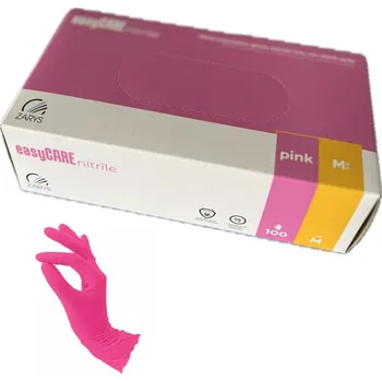 Vyšetřovací rukavice Rukavice easyCARE vyšetřovací nitril. bez pudru, tmavě růžové M - nesterilní
