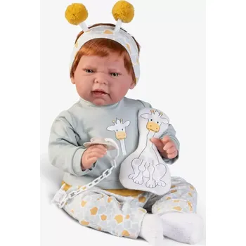 Panenka Realistická panenka miminko holčička Lea s žirafkou od firmy Antonio Juan ze Španělska (Recién Nacida Lea jirafita)