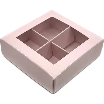 Dárková krabička Elegantní krabička na 4 pralinky růžová 8x8x2,5 cm