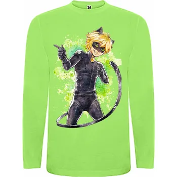 Tričko s dlouhým rukávem Černý kocour z Kouzelné berušky Barva: Světle zelená, Velikost: 122/128 - 7/8 let